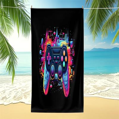Gaming Controller Print Beach Towel Colorful Abstract Art Bath Towel Quick Dry Microfiber Pool Towel Gamers Gift Home Decor