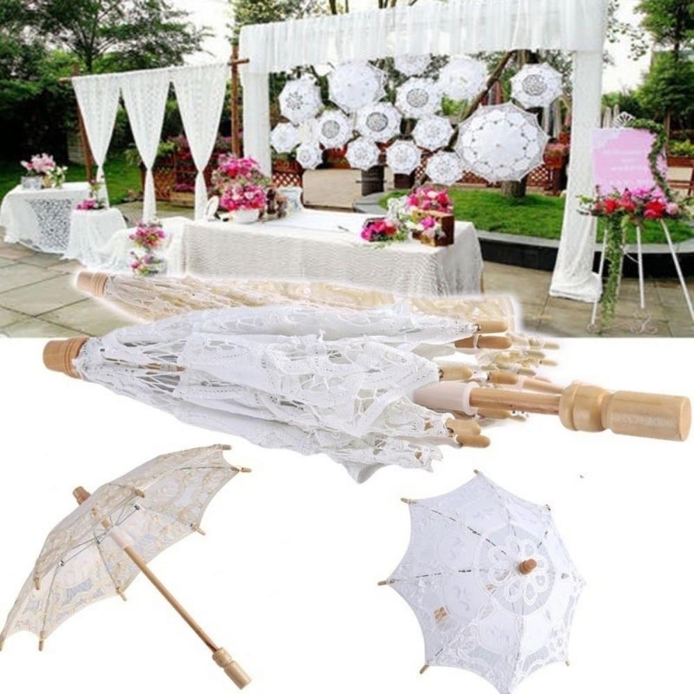 Embroidery Flower Girl Umbrella 26/31/43/53cm Kids Sun Umbrella  Bride Wedding Gift