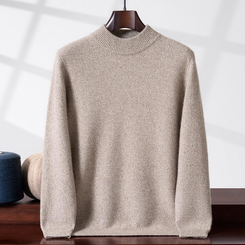 Flower yarn cashmere sweater, cashmere sweater, double-layer semi-turtleneck base, knitted sweater inside to keep warm