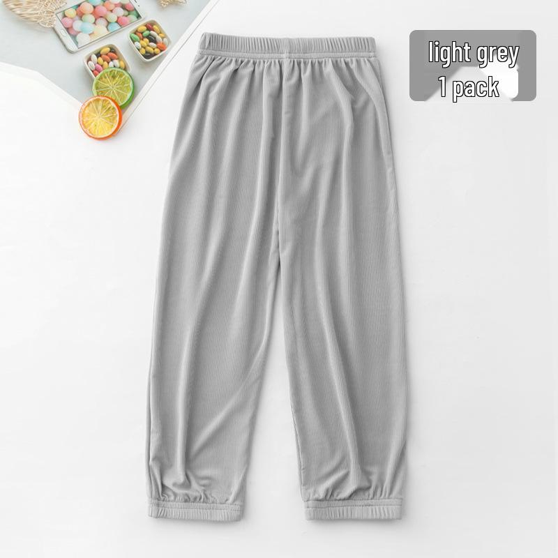 

Детские повседневные спортивные брюки из ледяного шелка - эластичные щиколотки конфетного цвета, москитозащитная одежда для сна для мальчиков и девочек 160 cm светло-серый
