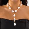 Elegant Multilayer Tassel Chain Pendant Necklace For Women Vintage Creative Natural Blue Stone Chocker Necklace Wedding Jewelry