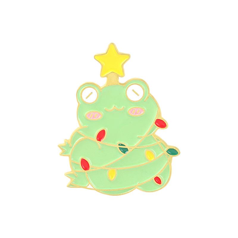 Frog Christmas Delightful Brooch Set Attractive Gold Alloy Pins For Fashion Accessories