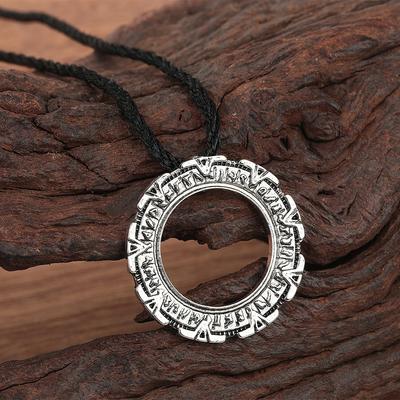Edelstahl Stargate Anhänger Halskette Für Männer Mystisch Schwarz Rund Hip Hop Schmuck Geschenk Mit Kette