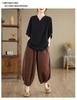 Women's Retro Cotton Linen Plus-Size Summer T-shirt with Loose Seven-Sleeve Design