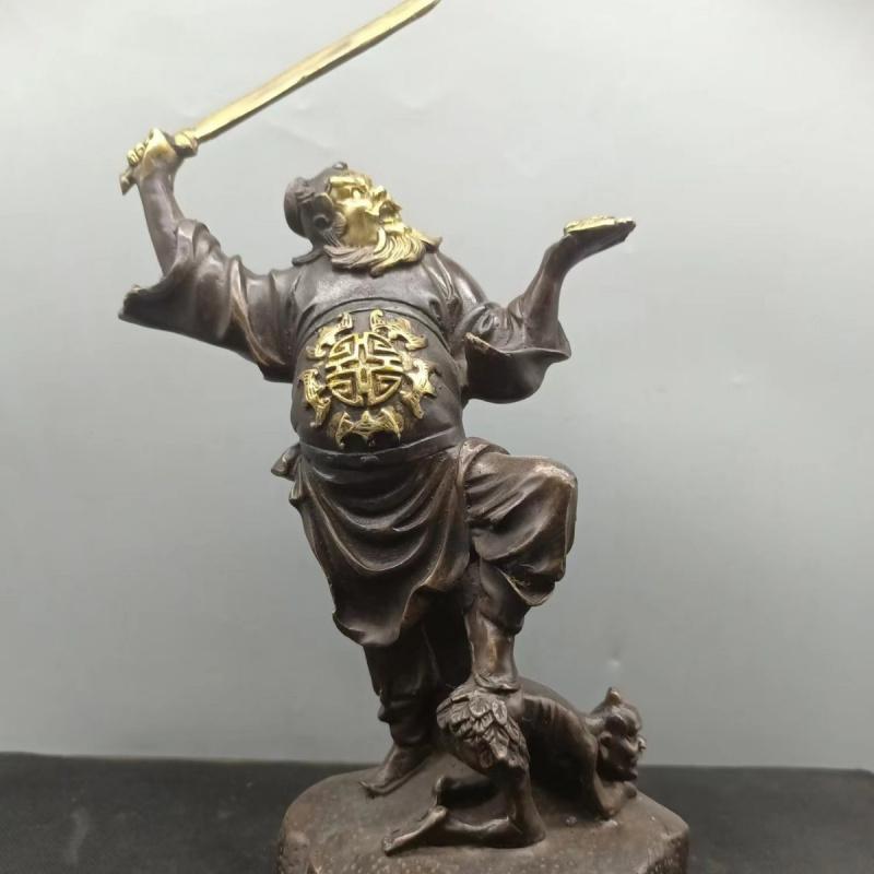 Antique Zhong Kui Tian Guan Blessing Copper Statue Decoration Home Living Room Office Craft Ornament See detail page