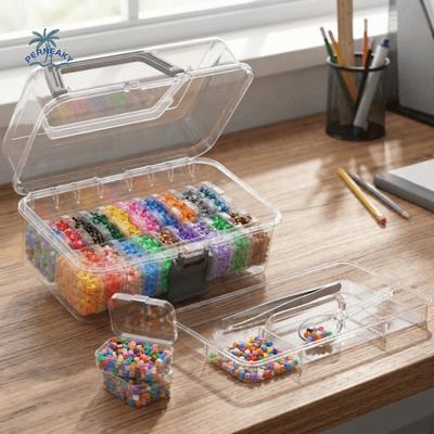 Large Capacity Fuse Beads Organizer Clip Closure with Cover Craft Storage Tool Box Multi-functional Transparent