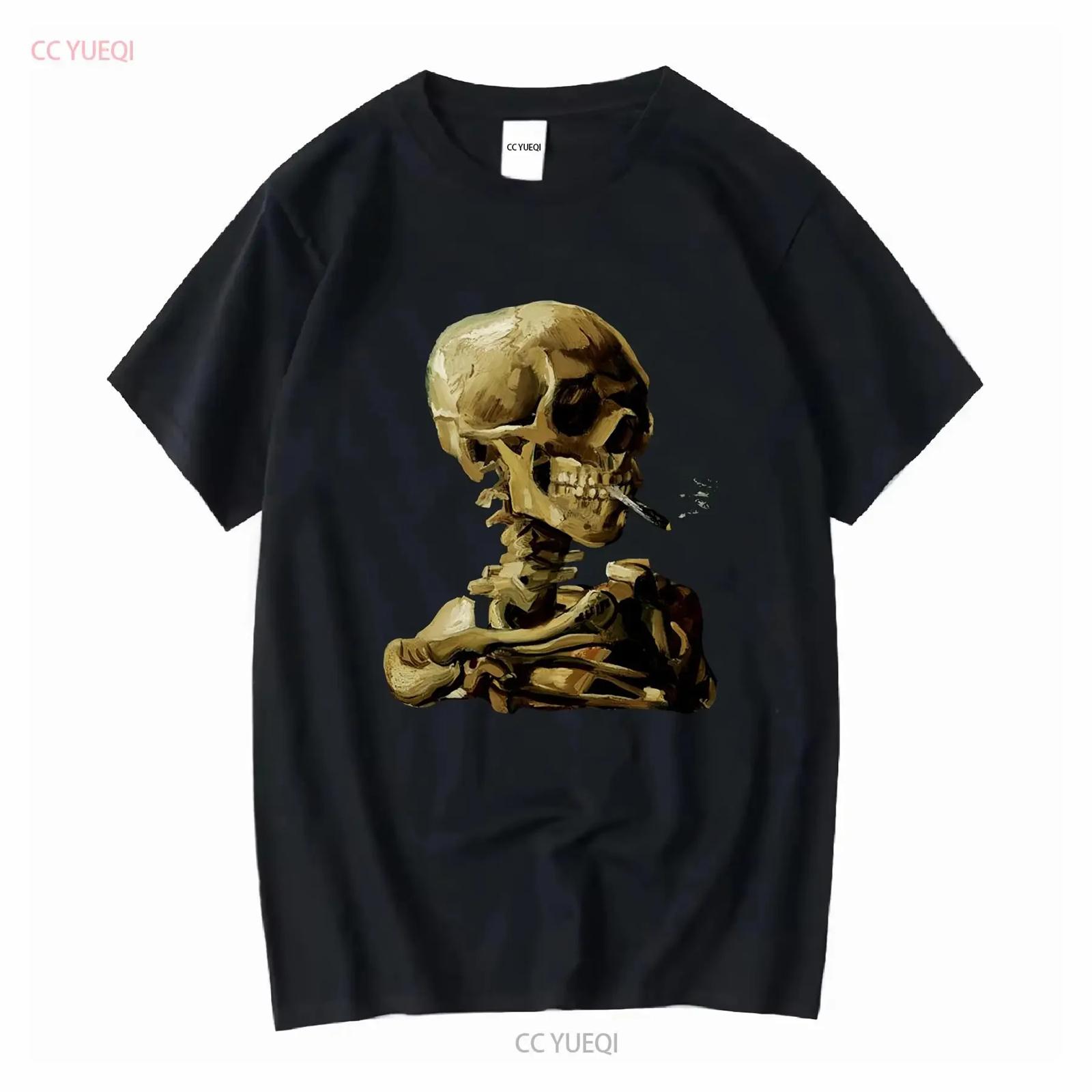 

VAN GOGH T Shirt Skull of a Skeleton with Burning Cigarette Impressionism Art Vincent long or short sleeves vintage Washed XXXXXL різнокольоровий