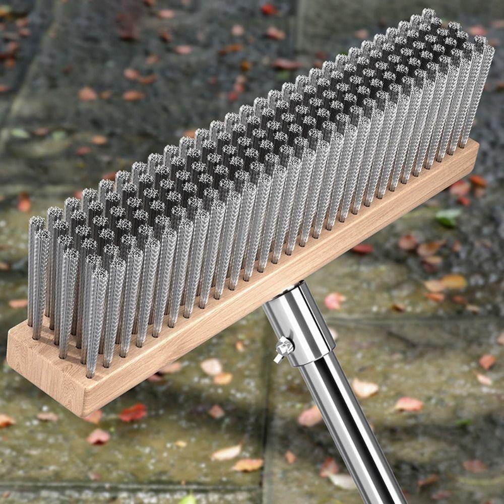 Scouring Stainless Steel Wire Brush Long Handle Cleaning Brush Tile Cleaning Tool  For Outdoor Yard