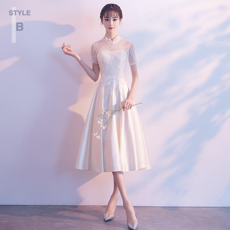 Bridesmaid Dress New Spring Grey Satin Sisters Bridesmaid Dress Medium and Long Girlfriend Dress Sister Dress