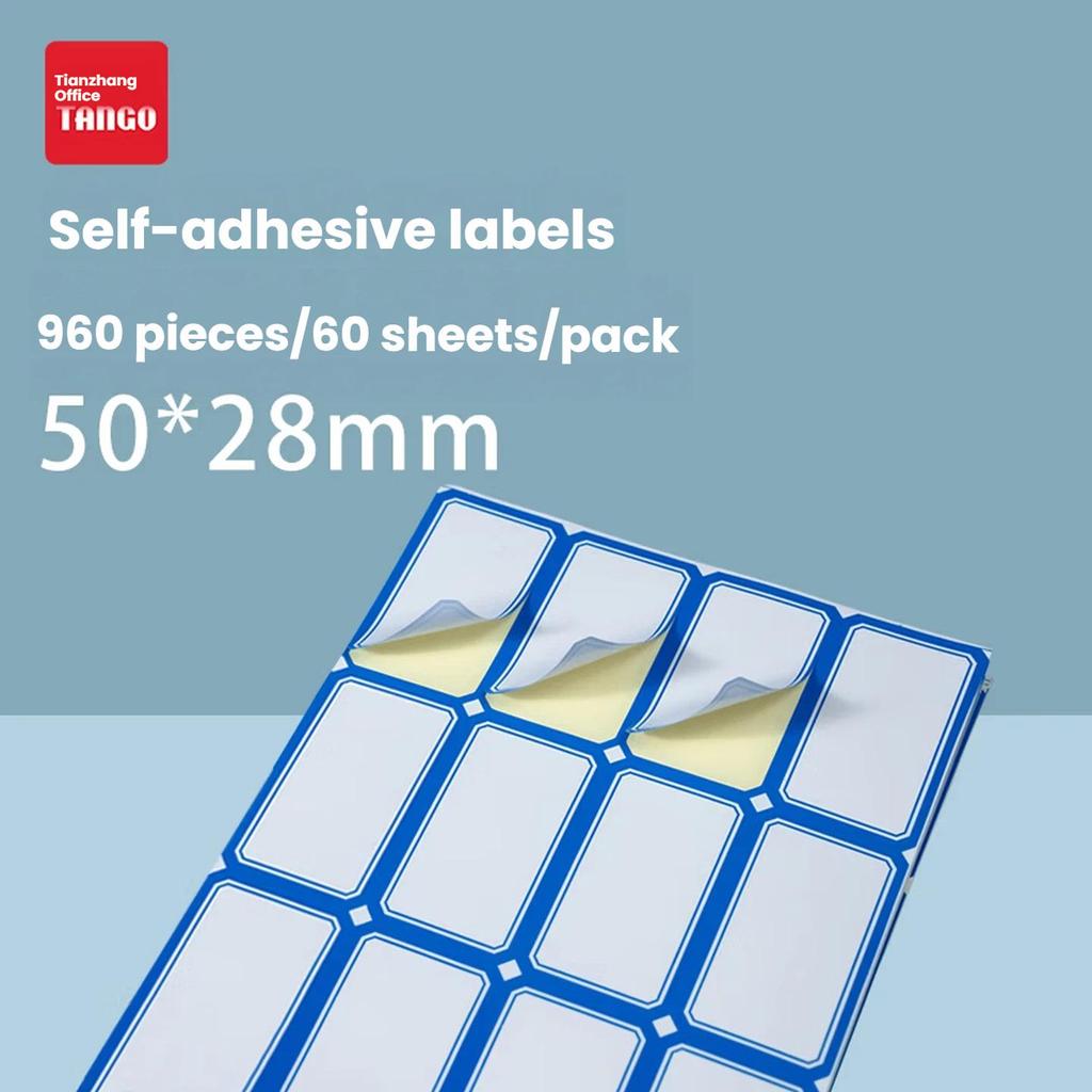 TANGO Self-Adhesive Label Paper / 960 Pieces, Blue, 50mm*28mm, Price Tags, Paper Pullers, Sticky Notes, Name Tags, Document Classification