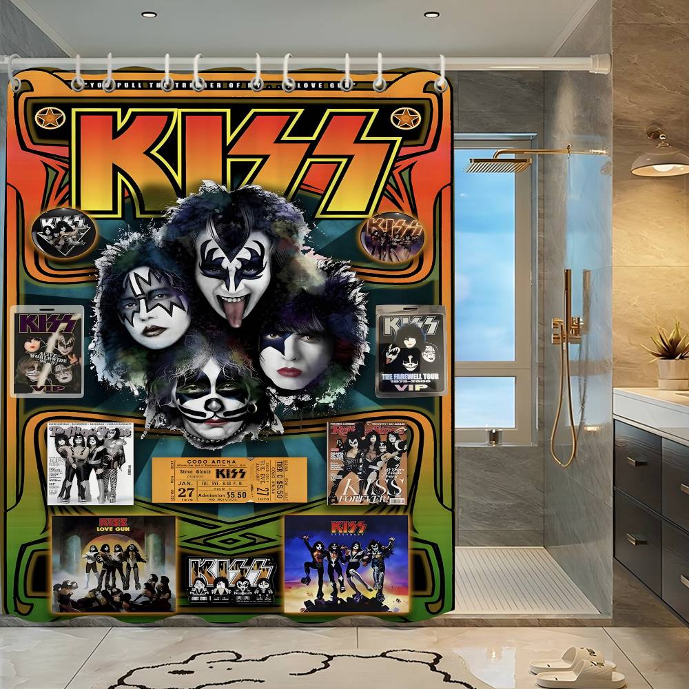Duschvorhang mit K-Kiss-Bandmuster, blickdicht, wasserdicht