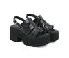 8cm black chunky heel sandals platform ankle strap high heel sandals walking shoes block heel gladiator sandals pumps High heels
