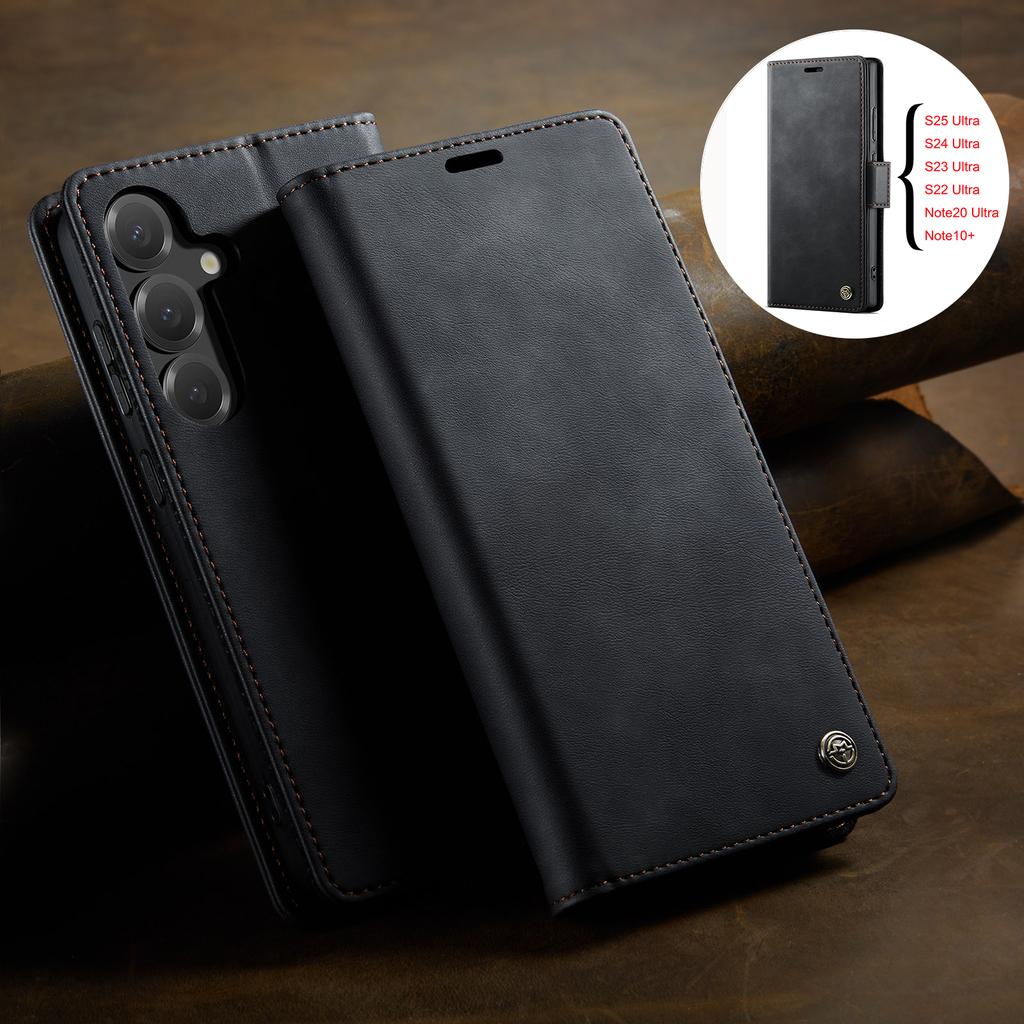 Premium Leather Case For Samsung Galaxy S25 S24 Plus S23 S22 S21 S20 Ultra FE Note20 Ultra S10 Magnetic Flip Wallet Card Cover