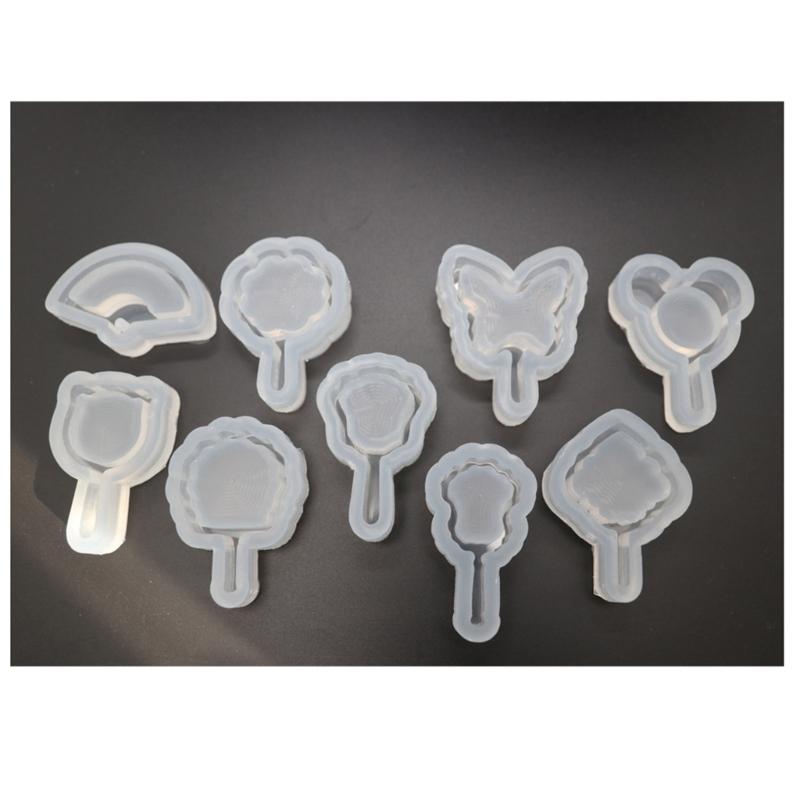 UV Resin Molds Fan Shaped Keychain Mould Vintage Fan Sand Moulds DIY Crafts Mold Silicone Material for DIY Hand-Making