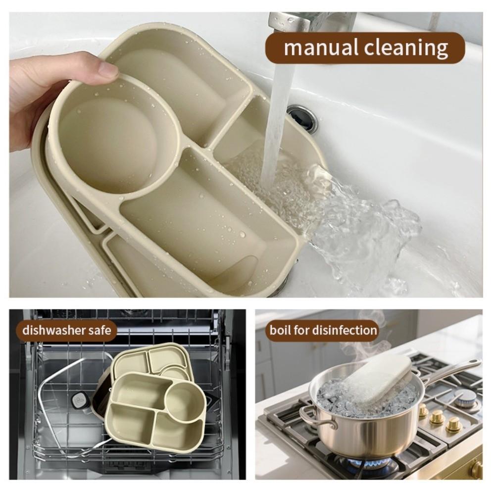 4 Grids Divided Lunch Box 750ml Food Storage Container for Kitchen