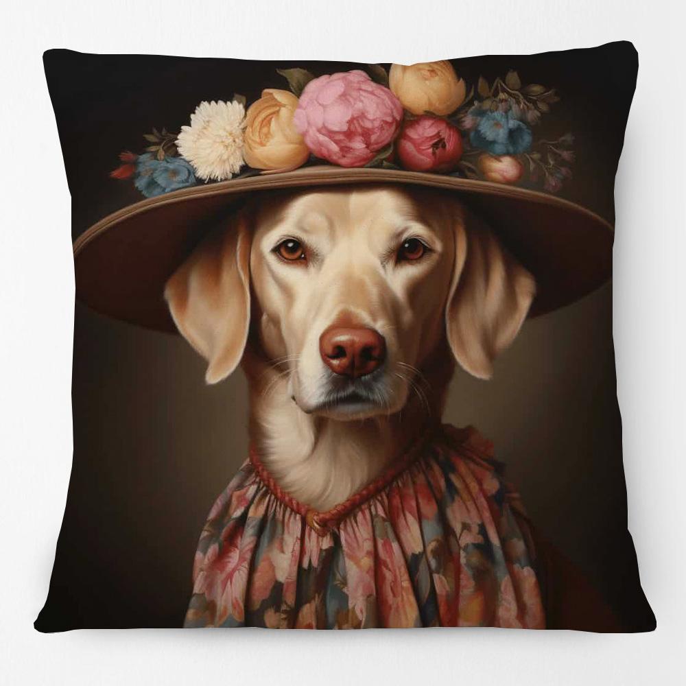 Victorian Princess Cat Labrador Dog Lord Greyhound Pet Portrait Print Cushion Cover Pillow Case