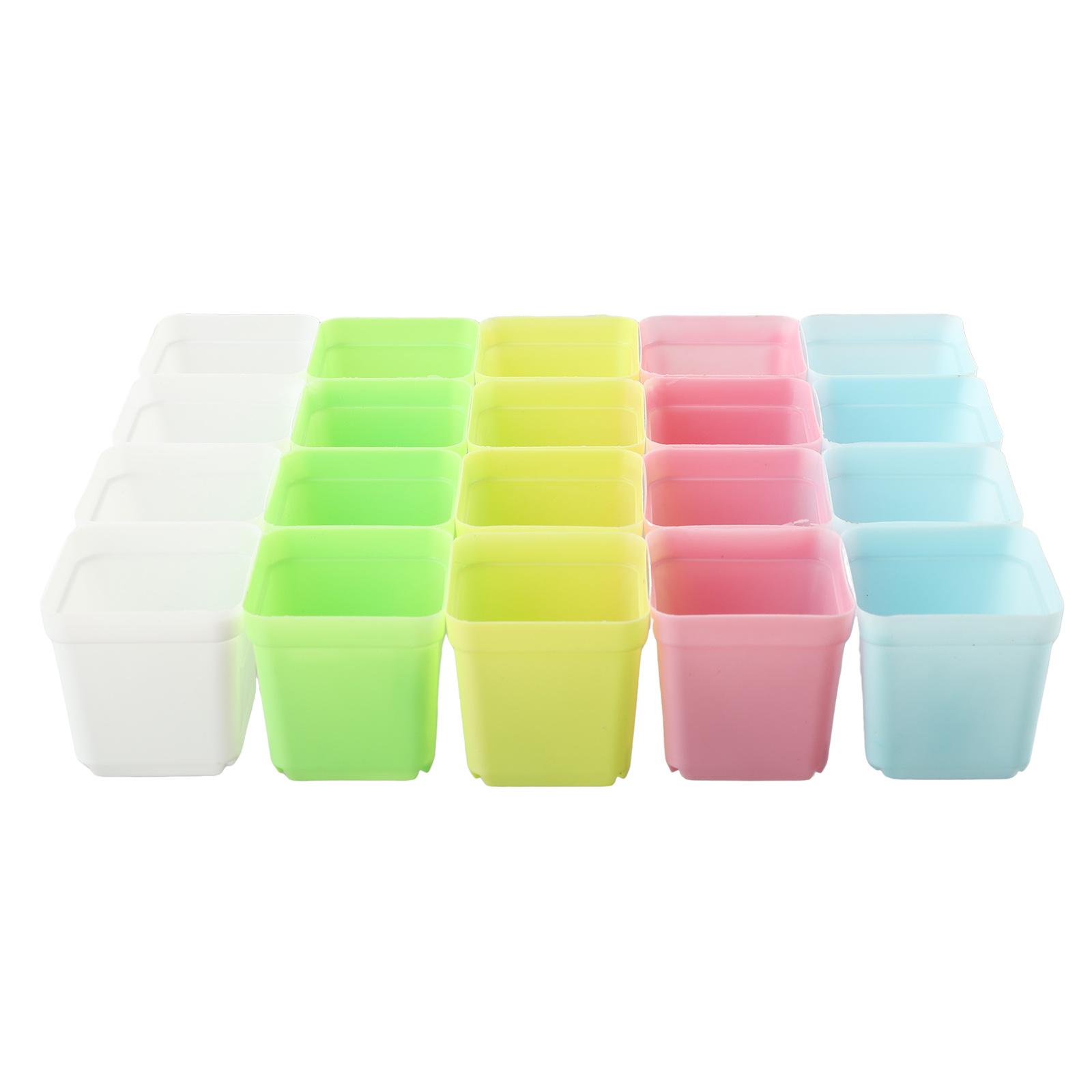 

20pcs Plastic Mini Basin Square Flower Pot Succulent Plant Trays Home Office Decor DIY 5.5*5.5*4.5cm Garden Pots & Planters China Mainland