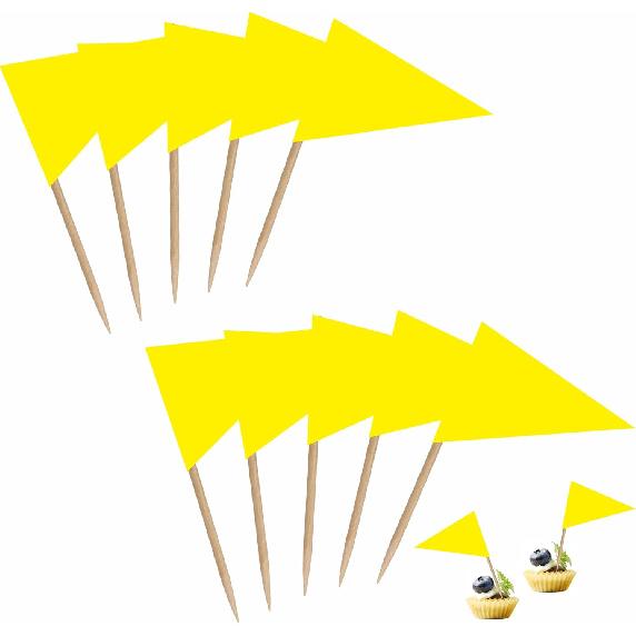 100 Pack White Blank Solid Color Toothpick Flag Small Mini Labeling Marking DIY Triangle Plain Stick Flags for Cocktail Fruit Cupcakes Toppers Food