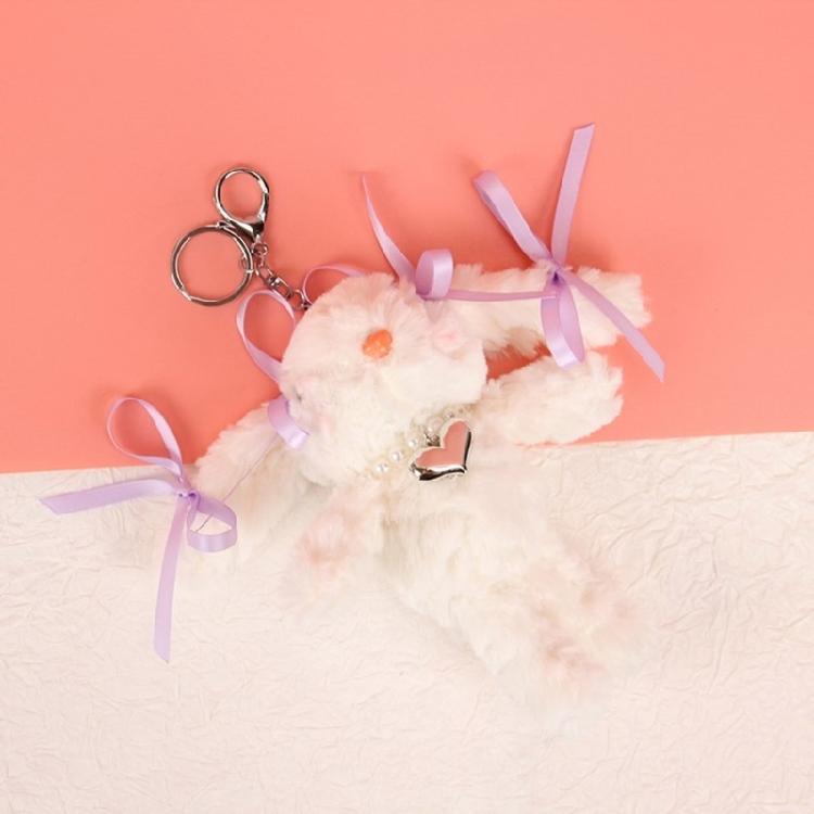 Lovely Plush Rabbit Keychain Cartoon Rabbit Bag Charm Bag Ornament for Girl Featuring Soft Fabric and Eye Catching Color
