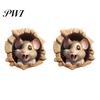 Cute Wall Decoration 2Pcs 3D Cartoon Mouse Cat Stickers Self-adhesive Nursery Decal Removable Waterproof High-Quality PVC Material Wear-resistant Easy