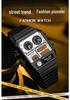 Sanda Men's Multi-Function Square Steel Band Watch with Temperature Measuring and Stopwatch Timer