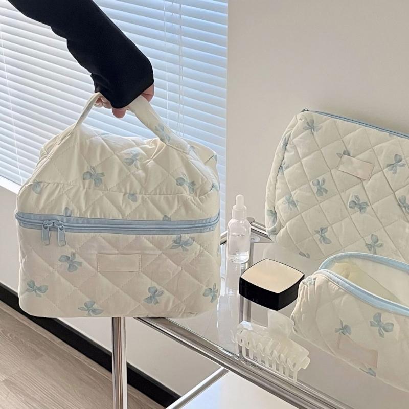 3Pcs Large Cosmetic Pouch Makeup Bags with Sweet Bows Design Storage Organizer For Storing Cosmetics And Toiletries