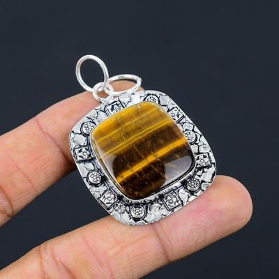 Easter Deal 925 Sterling Silver Tiger Eye Gemstone Boho Daughter Elegant Pendant