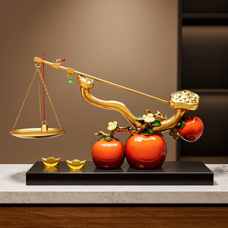 Luxury Ruyi Chinese Persimmon Ornament - Premium Living Room & Entryway Decoration, Perfect for Housewarming & Annual Gift Celebrations.