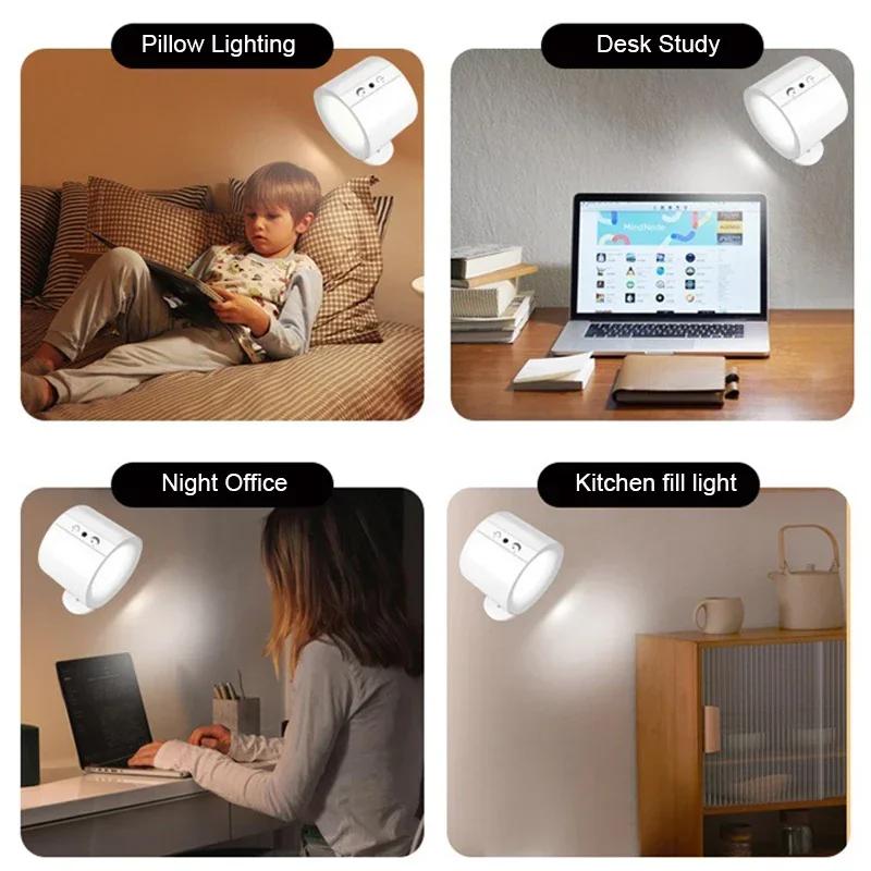 1/2 PCS 360° RotationLED Wall Lamp Rechargeable Magnetic Wireless USB Touch Home Bedroom Bedside RoomDecor Reading Wall Lights