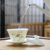 Chinese Porcelain Kung Fu Tea Set National Style Jade-Like Simplicity Three-Piece Gaiwan Tea Bowl