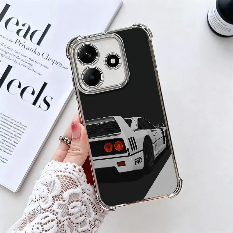 Black White Sports Cars Aesthetics Plating Phone Case For Xiaomi Redmi Note 14 15 Pro Plus 13 12 11 11S 11T 10 9S 9 5G Anti-Fall