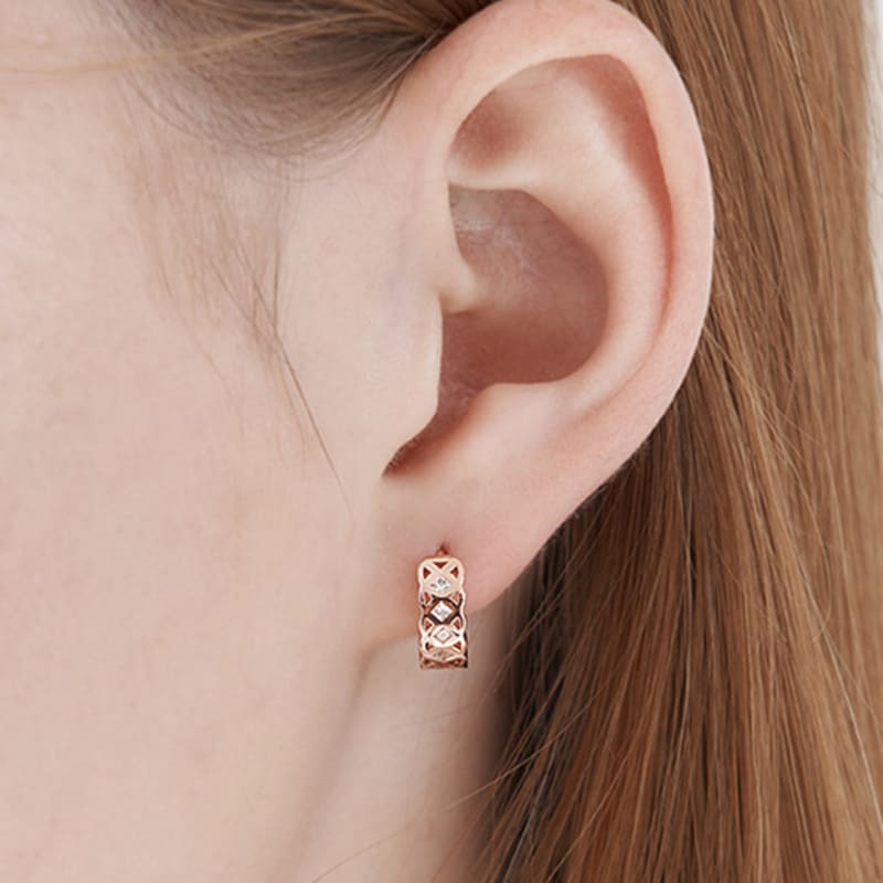 CRANNE 14K GF Ballroom Carved Stone One-Touch Ring Earrings C24EGF197