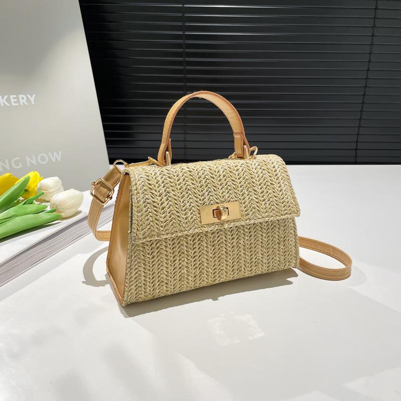 Summer Straw-woven Beautiful Small Square Bag New Simple and Fashionable Portable Shoulder Messenger Bag Temperament Advanced Texture