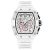 ONOLA Watches for Men Fashion Casual Tonneau Multifunctional Soft Silicone Strap Waterproof White Quartz Mens Watch Reloj Hombre