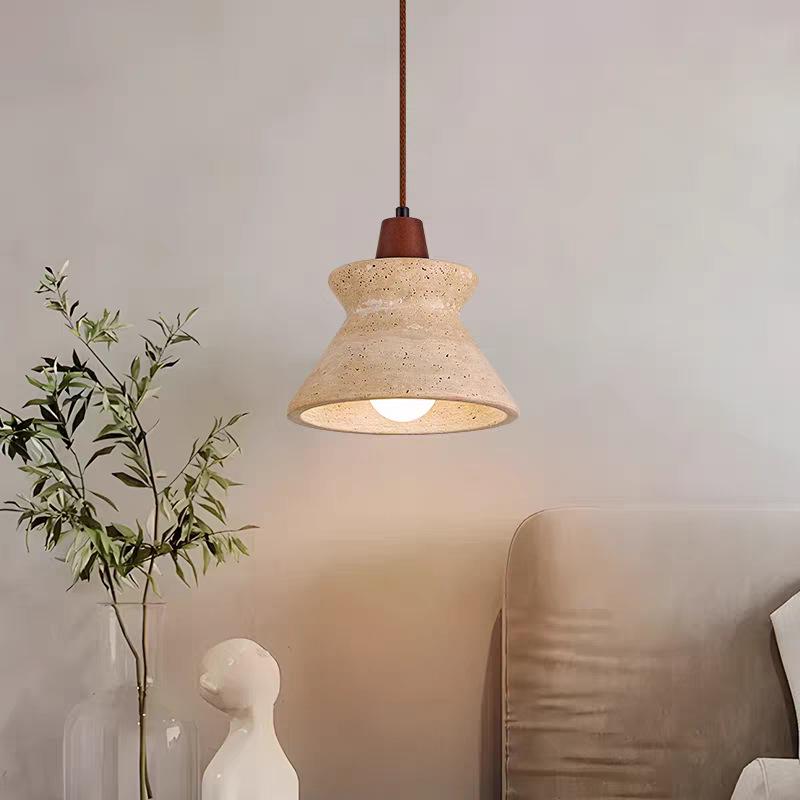Japanese Wabi-Sabi Travertine Pendant Light for Homestay, Restaurant, or Master Bedroom