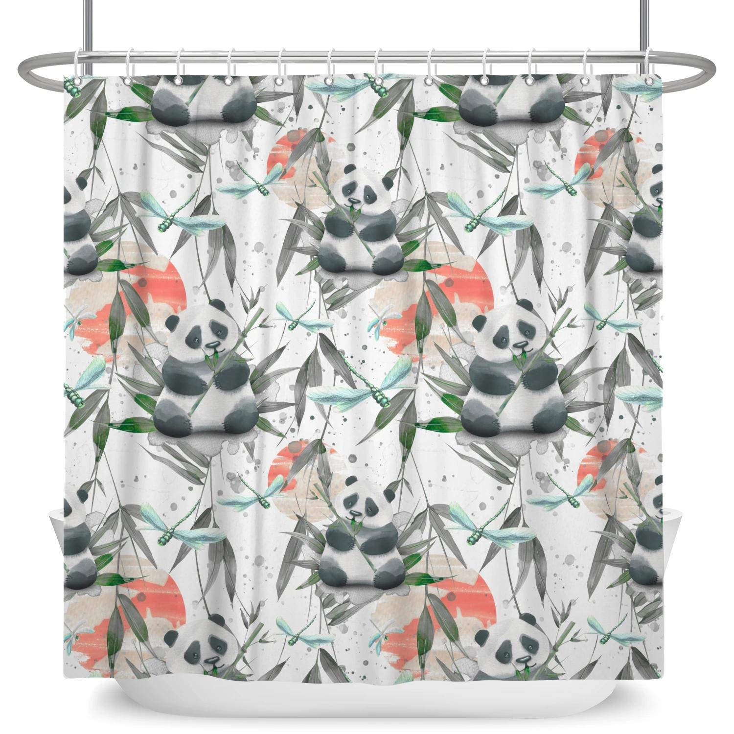 

Animal Panda Cartoon Funny Shower Curtains Waterproof Polyester Green Bamboo Plants Printing Shower Curtain For Bathroom Decor W60H190(CM)-1 Pcs