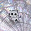 Alloy Unique White Cat Pin Brooch For Trendy Animal Lovers And Style Personalized