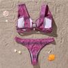 Women's Swimwear Hard Cup Push Up Sexy Thong Bikini Set Beachwear Bathing Suits