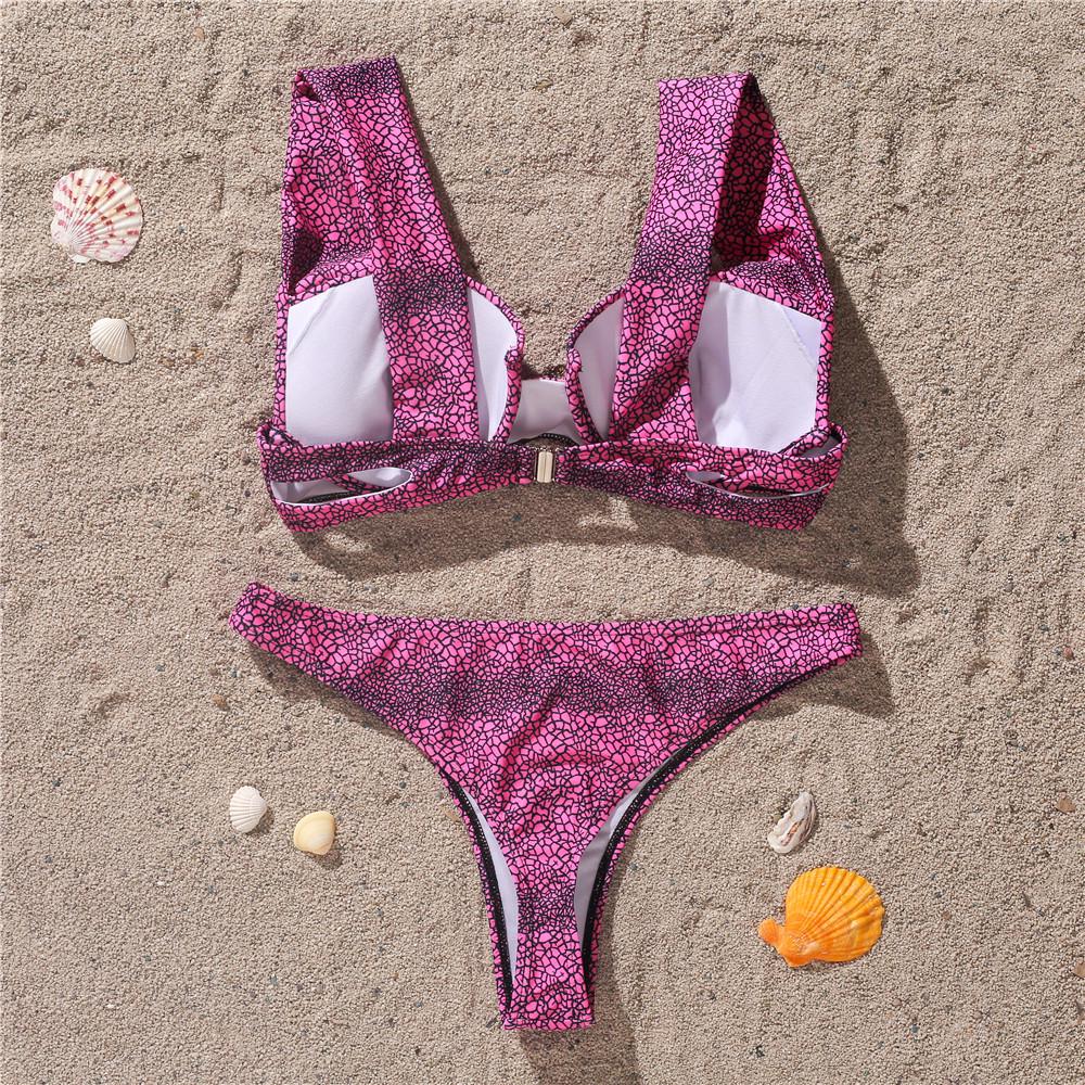 Women's Swimwear Hard Cup Push Up Sexy Thong Bikini Set Beachwear Bathing Suits