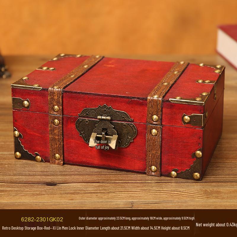 Retro Lockable Wooden Jewelry Storage Box with Password - Treasure Chest Escape Room Prop
