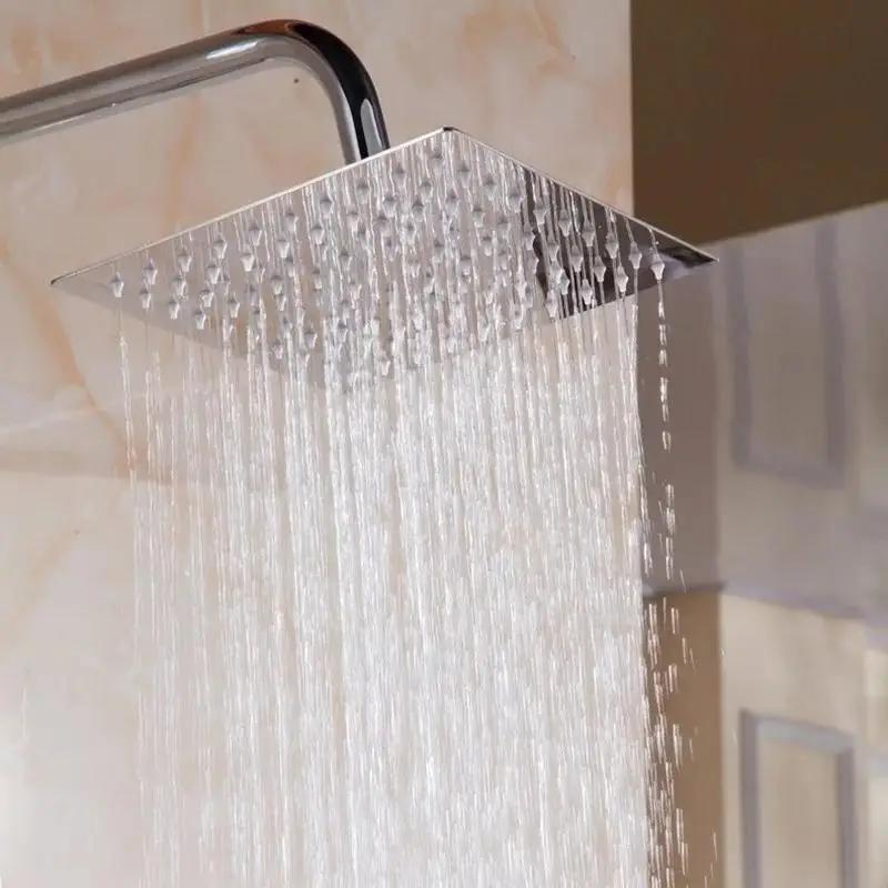 8 Stainless Steel High Quality Square Top Rainfall Shower Head Big Round Shower Head Suitable Household Bathroom Supplies Tools