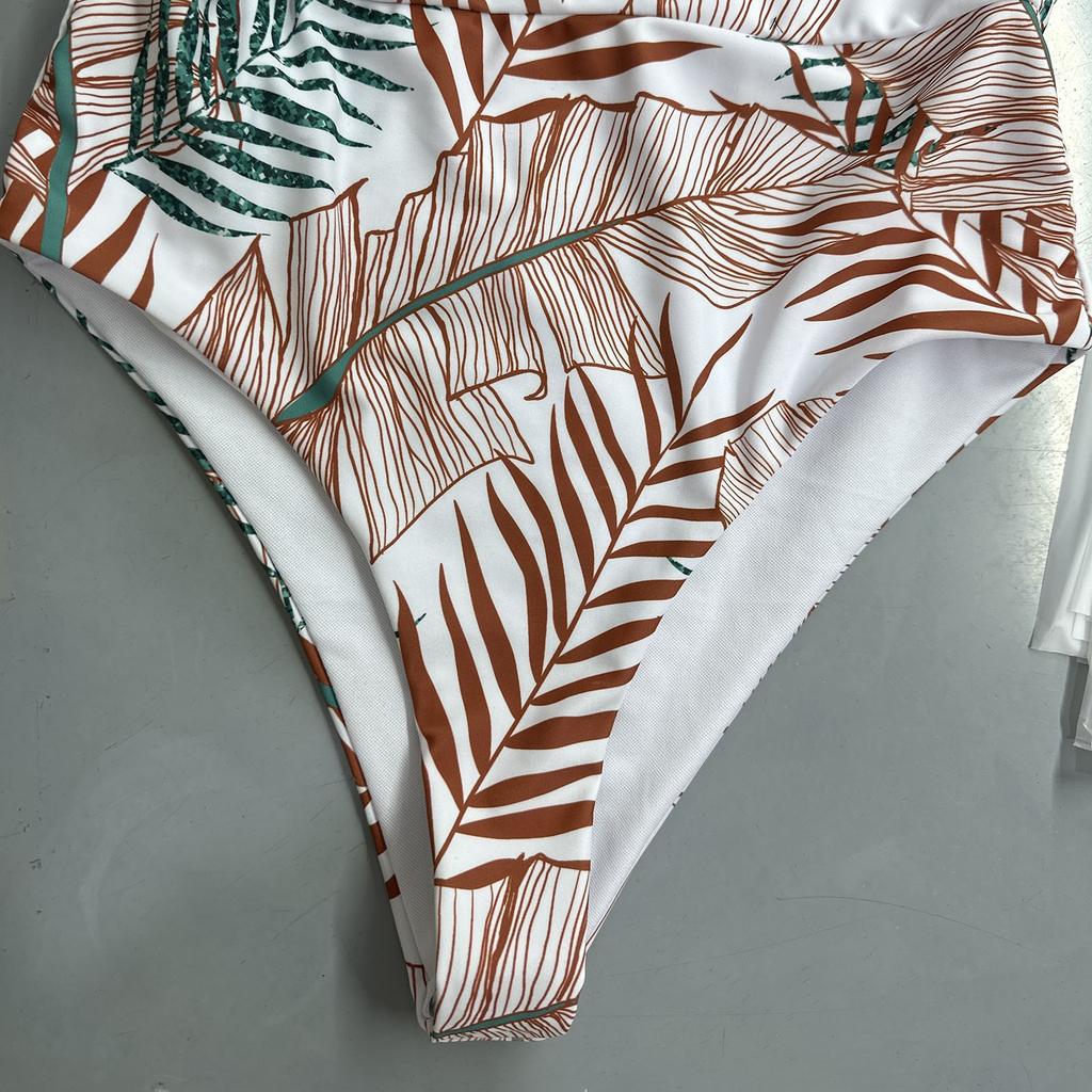 Damen Einteiler Mode Sexy Bunter Bikini Strand Badeanzug (Mit Brustpolster ohne Stahl-BH)