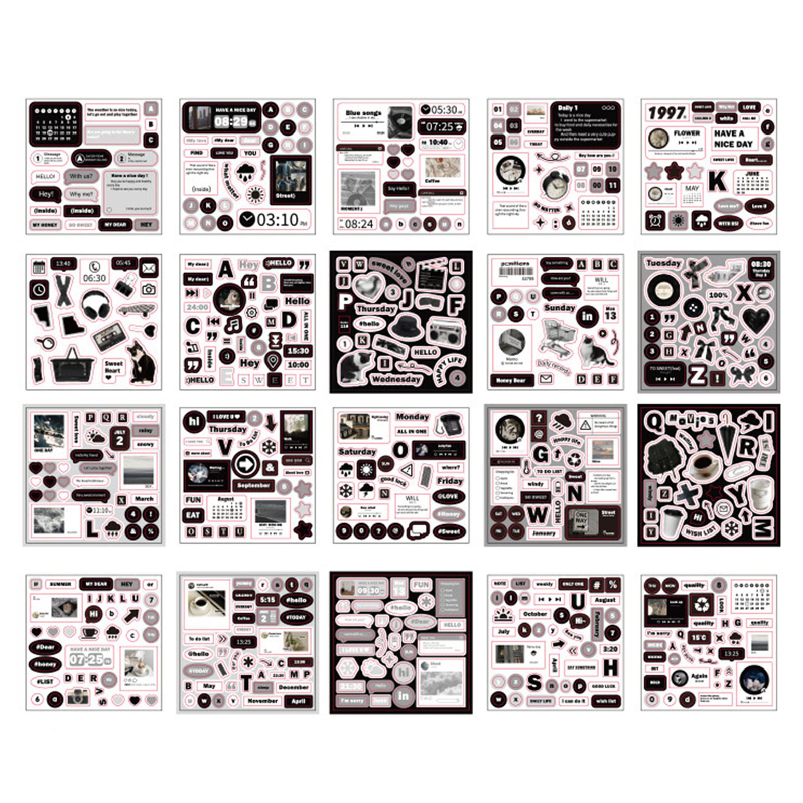 

20 листов наклеек для скрапбукинга, эстетичные декоративные наклейки, фоновые наклейки для украшения журнала, альбома, планера A