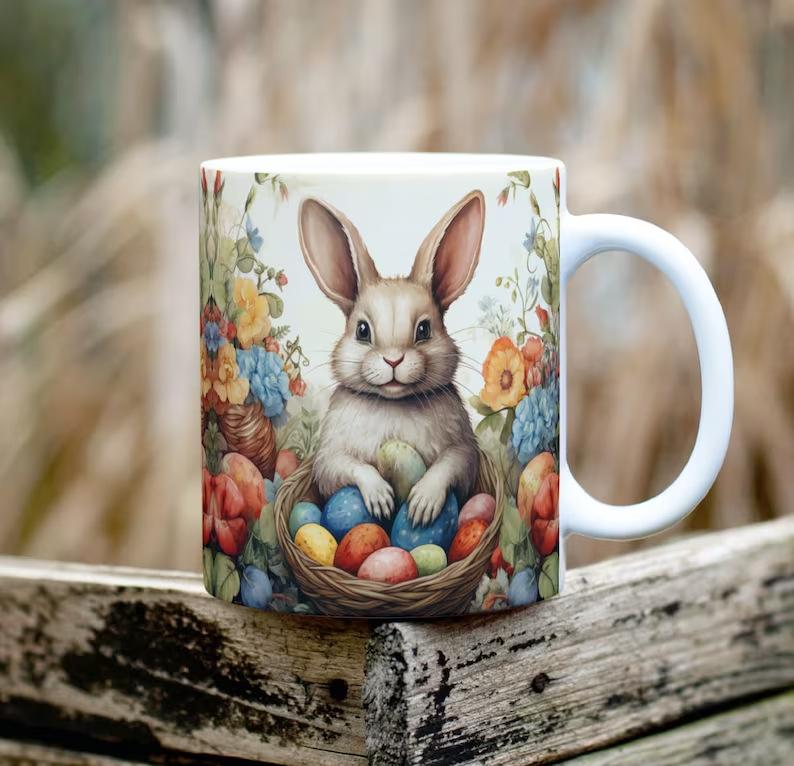3D Happy Easter Rabbit Egg Egg Ceramic Coffee Mug Tea Cup