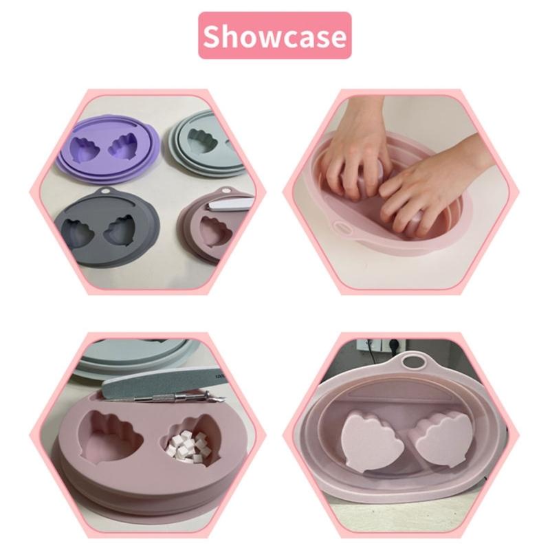Delikatna Miska do Moczenia Rąk do Manicure Pedicure Antypoślizgowy Silikon Wodoodporny Pielęgnacja Paznokci Nail Art Łatwy w Transporcie