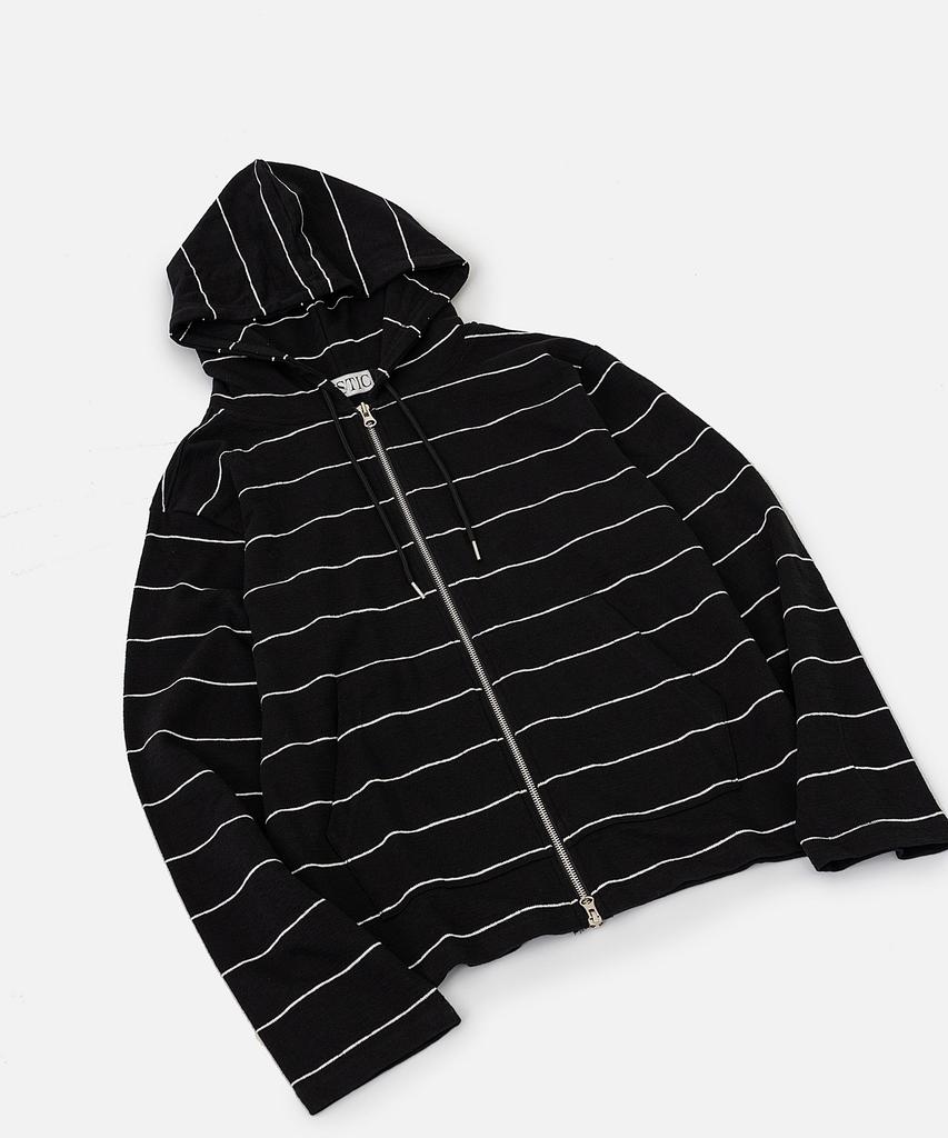 Vastic Striped Zip-Up Hoodie_Black/White