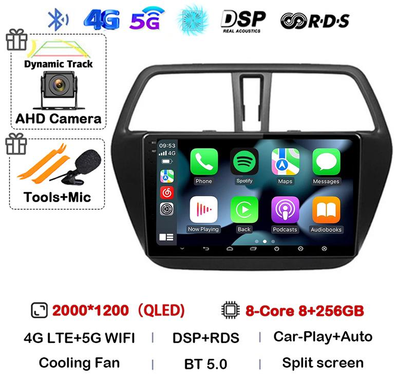 Android 14 Carplay WIFI 4G For Suzuki S-Cross SX4 2014 2015 2016 2017 Auto Car Radio GPS Multimedia Player Stereo Head Unit DSP