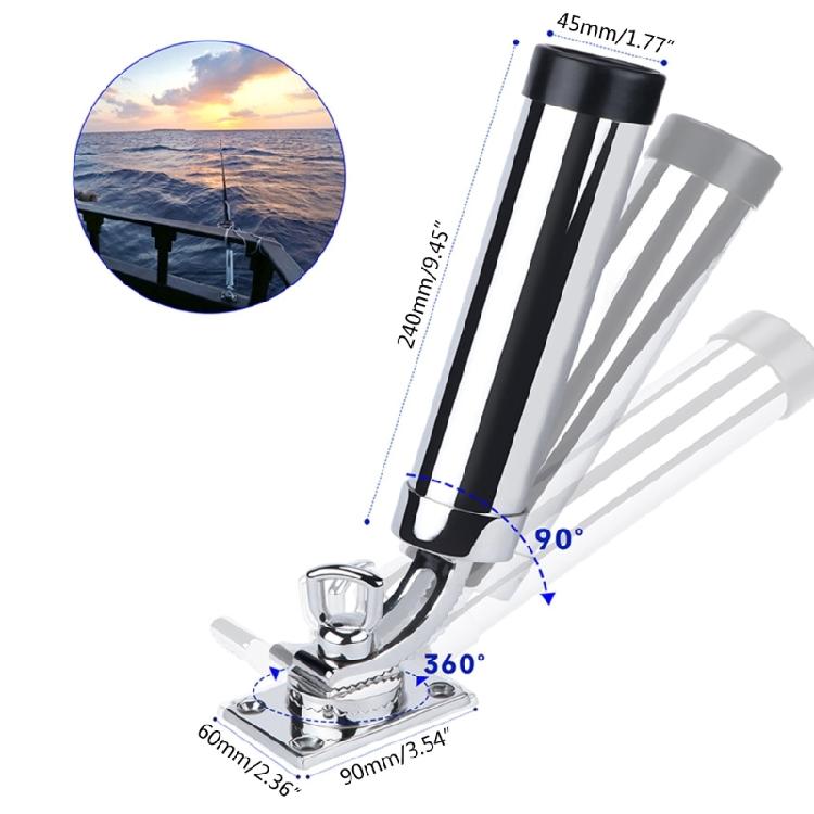 Adjustable Marine Boat Stainless Steel Deck Mount Yacht Fishing Rod Tube Support