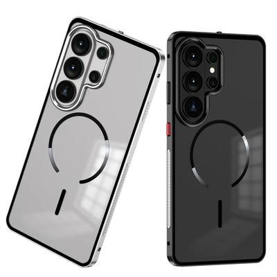 Luxury For Magsafe Magnetic Wireless Charging Phone Case For Samsung Galaxy S26 S25 S24 S23 Ultra Plus Aluminum Metal Clear Bumper Cover