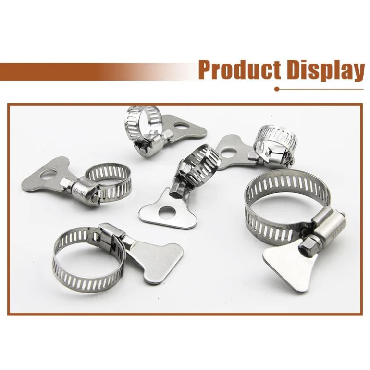 HSLSLS 2-10pcs Worm Gear Hose Clamp 6-95mm Adjustable Key Clamp Hose Clip Stainless Steel for Water Pipe Automotive Mechanical